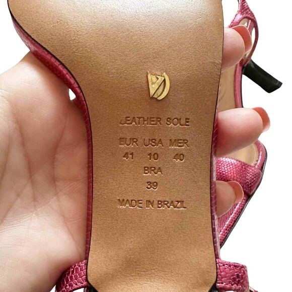 Anthropologie Strappy Metallic Heels 10 Pink NEW - Picture 8 of 8